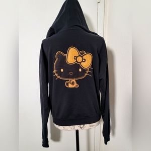 Hello Kitty black hoodie with gold details, Size Medium.